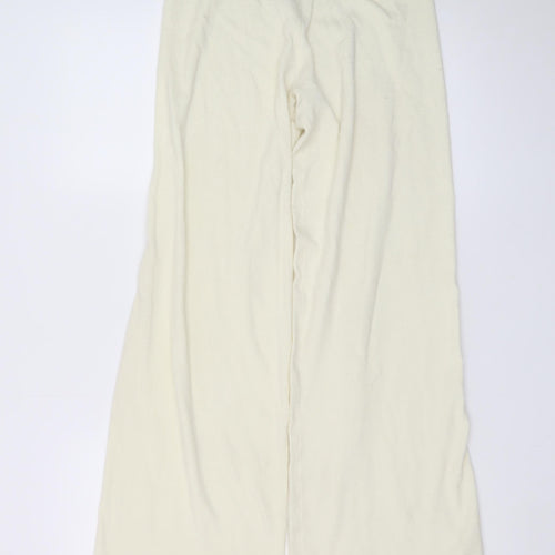 PrettyLittleThing Women's Ivory Knit Wide-Leg Trousers Size S