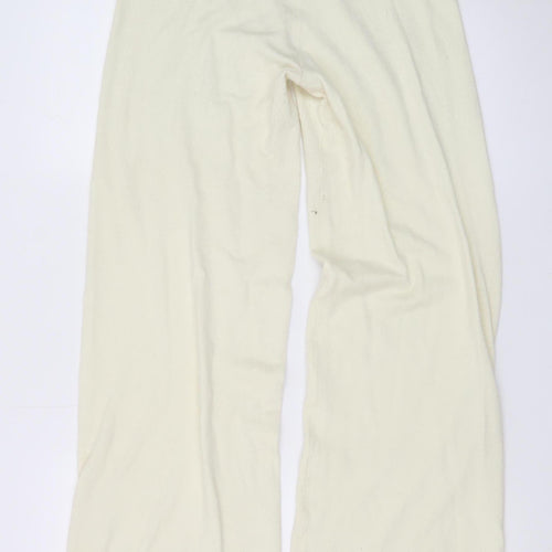 PrettyLittleThing Women's Ivory Knit Wide-Leg Trousers Size S
