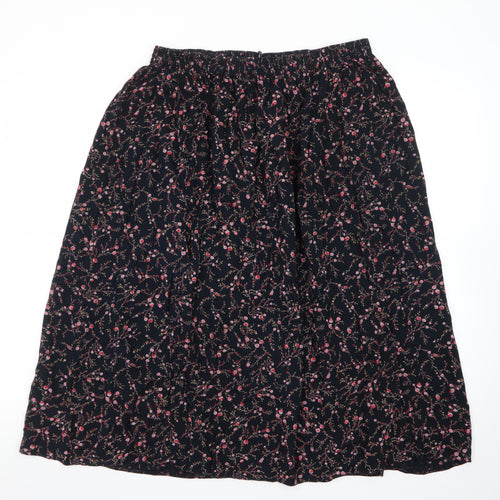 Bonmarché Women Blue Floral Midi A-Line Skirt Size 16 Viscose