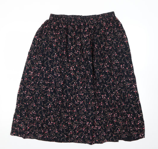 Bonmarché Women Blue Floral Midi A-Line Skirt Size 16 Viscose