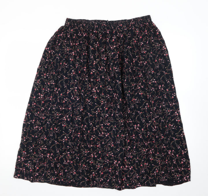 Bonmarché Women Blue Floral Midi A-Line Skirt Size 16 Viscose