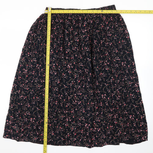 Bonmarché Women Blue Floral Midi A-Line Skirt Size 16 Viscose