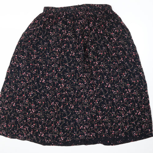 Bonmarché Women Blue Floral Midi A-Line Skirt Size 16 Viscose