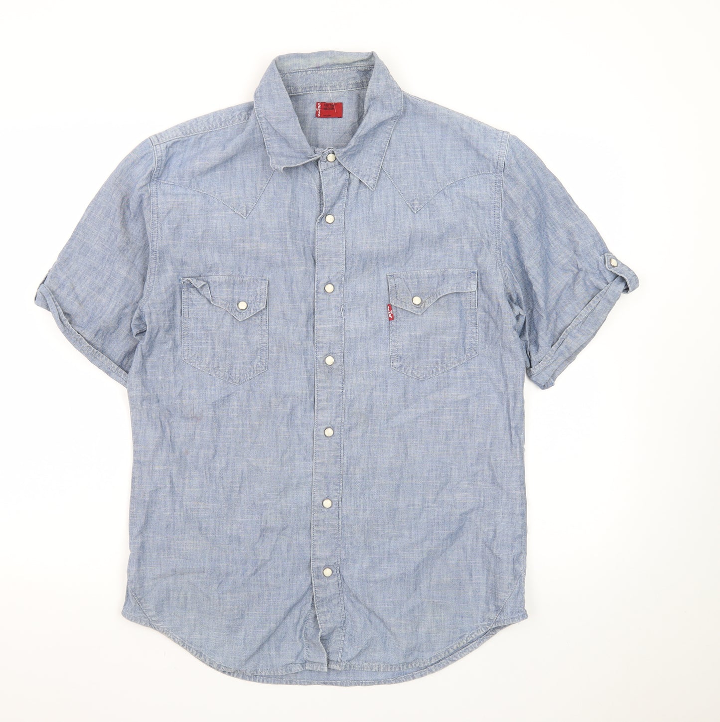 Levi's Men Blue Short Sleeve Button-Up Western Casual Shirt Medium