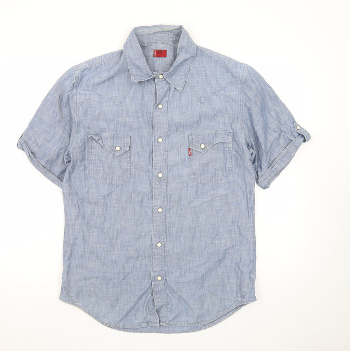 Levi's Men Blue Short Sleeve Button-Up Western Casual Shirt Medium