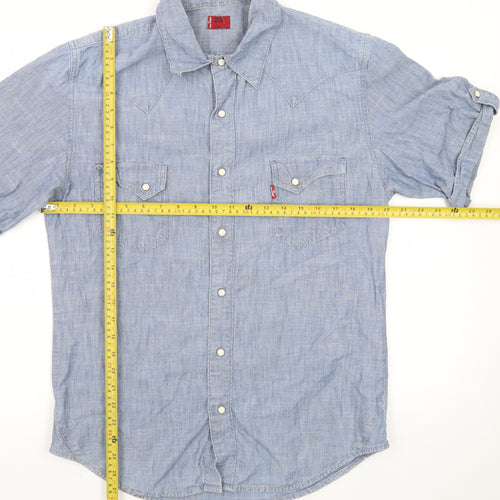 Levi's Men Blue Short Sleeve Button-Up Western Casual Shirt Medium