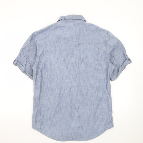 Levi's Men Blue Short Sleeve Button-Up Western Casual Shirt Medium