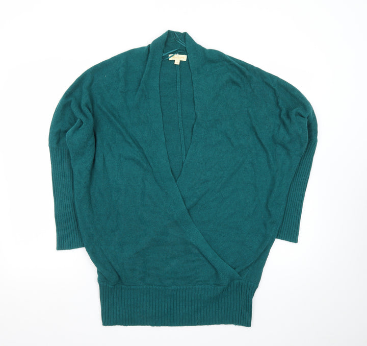 Monsoon Womens Green 3/4 Sleeve Open Knit Cardigan M