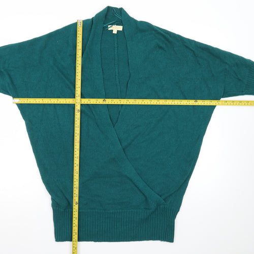 Monsoon Womens Green 3/4 Sleeve Open Knit Cardigan M