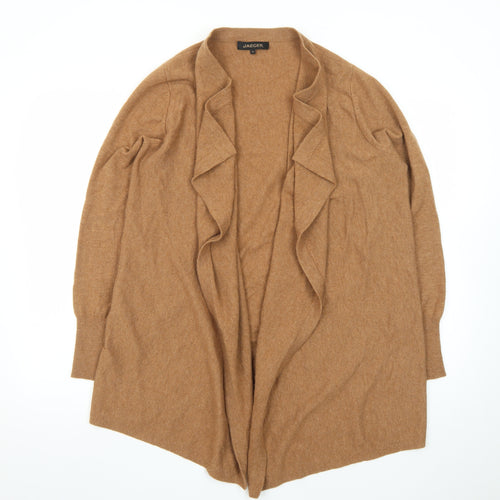 Jaeger Women Brown Wool Cashmere Long Sleeve Open Cardigan M