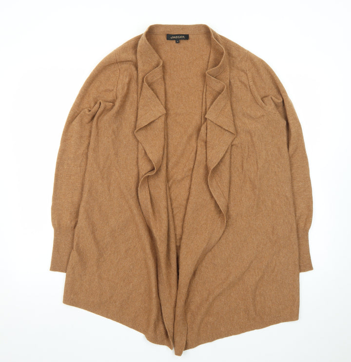 Jaeger Women Brown Wool Cashmere Long Sleeve Open Cardigan M