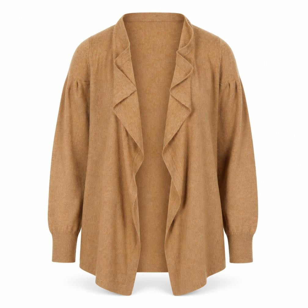 Jaeger Women Brown Wool Cashmere Long Sleeve Open Cardigan M
