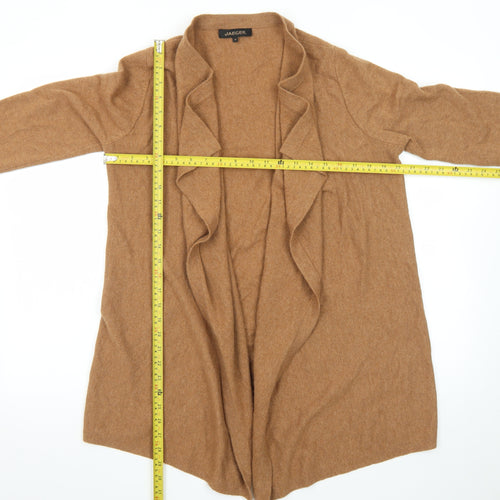 Jaeger Women Brown Wool Cashmere Long Sleeve Open Cardigan M