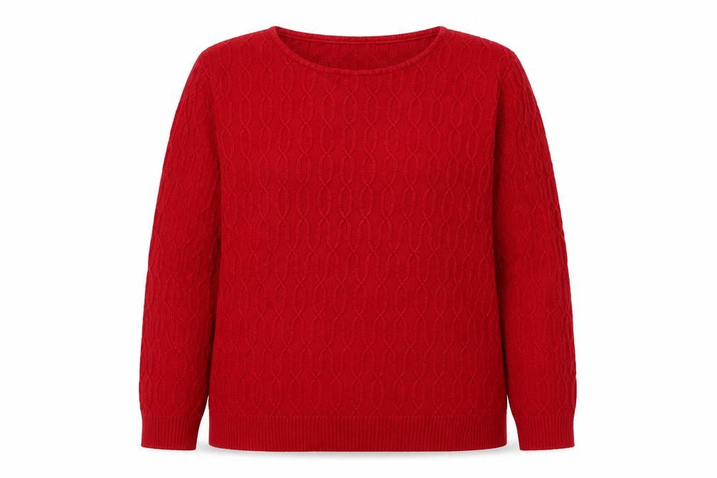Country Casuals Women's Red Cable Knit Cotton Pullover Jumper Size M