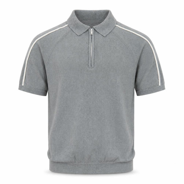 Reiss Men's Grey 1/4 Zip Short Sleeve Knit Polo Shirt Size S
