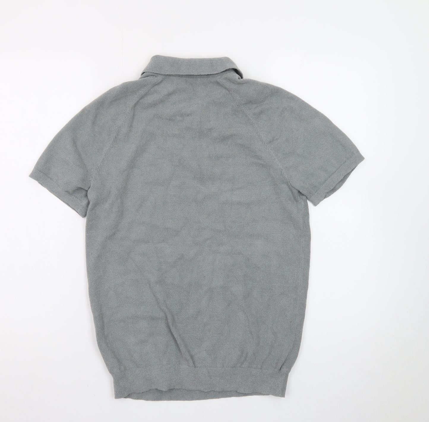 Reiss Men's Grey 1/4 Zip Short Sleeve Knit Polo Shirt Size S