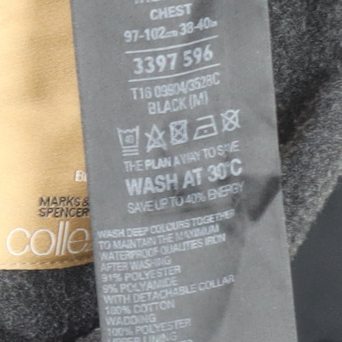Marks and Spencer Mens Black M Waterproof Mid-Length Rain Coat
