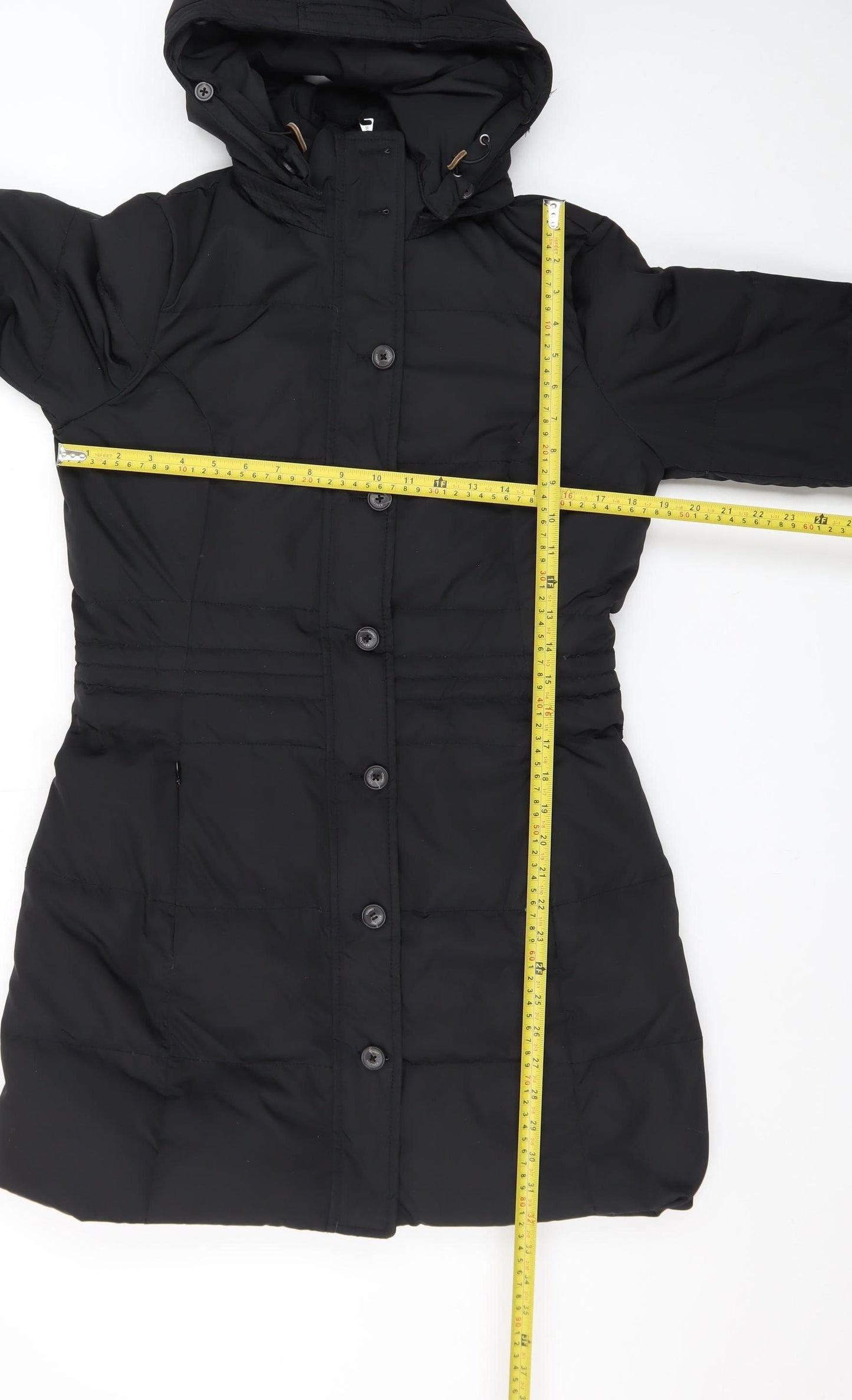 Tommy Hilfiger Men's Black Mid-Length Hooded Puffer Coat M