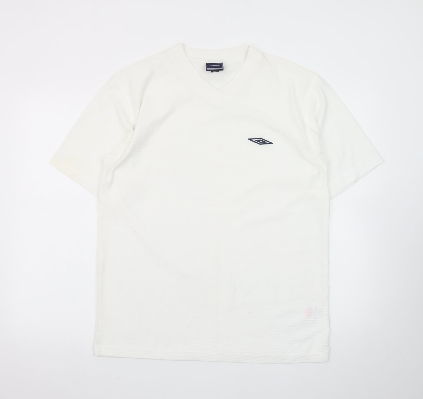 Umbro Men's White V-Neck Short Sleeve T-Shirt Size M Polyester Cotton