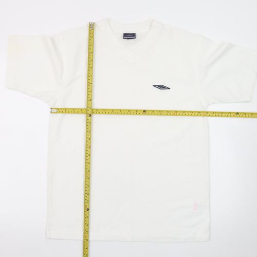 Umbro Men's White V-Neck Short Sleeve T-Shirt Size M Polyester Cotton
