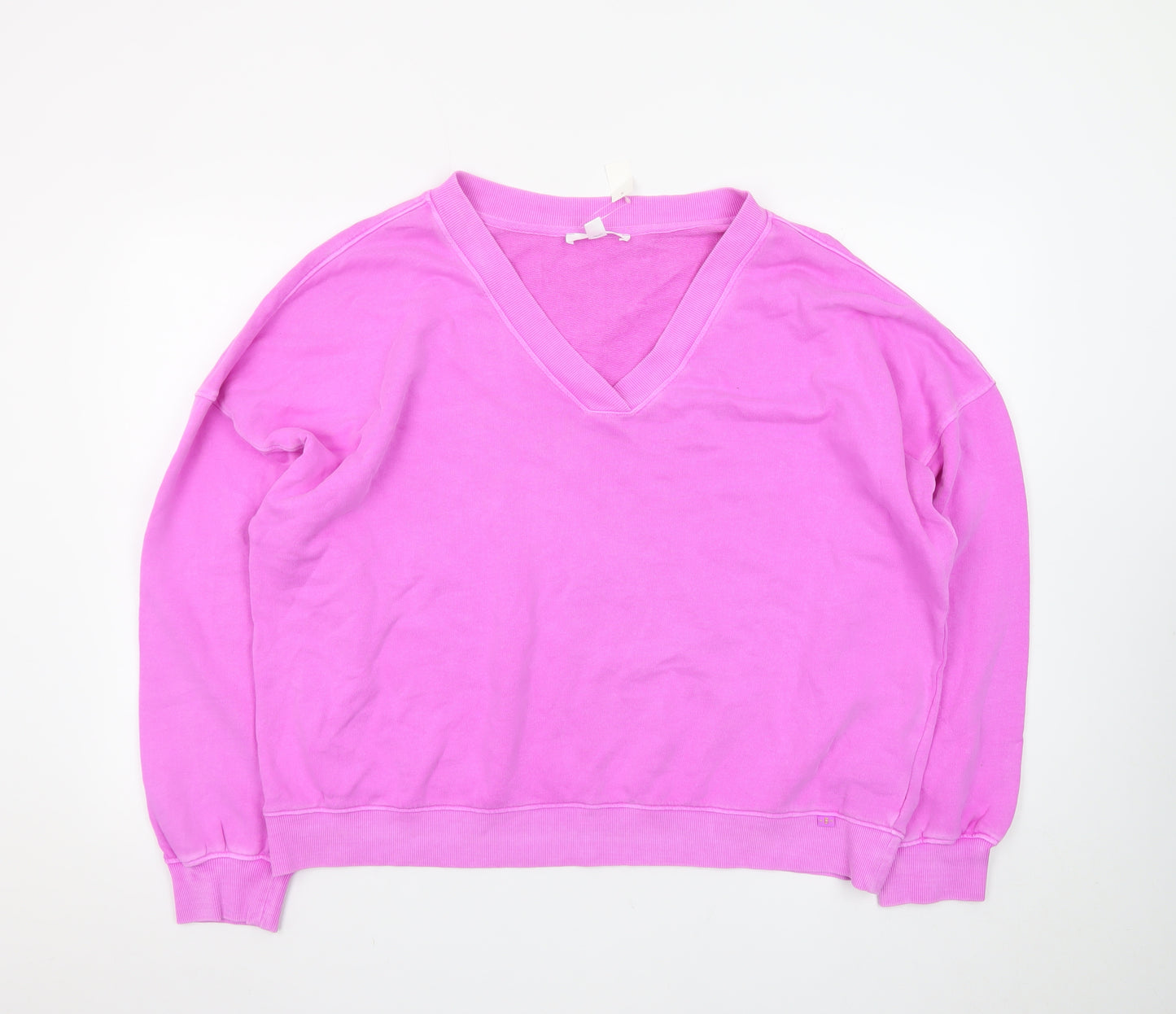 Boutique Women Pink V-Neck Cotton Relaxed Fit Jumper Size M