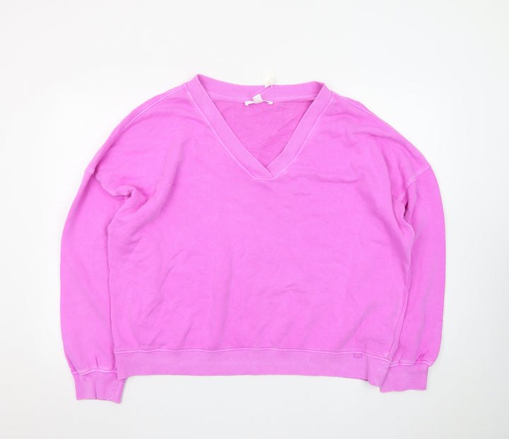Boutique Women Pink V-Neck Cotton Relaxed Fit Jumper Size M