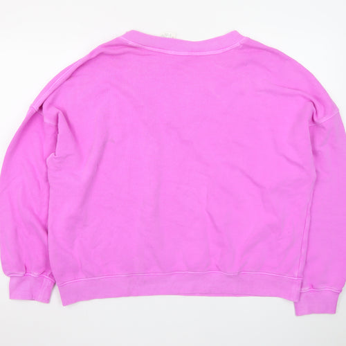Boutique Women Pink V-Neck Cotton Relaxed Fit Jumper Size M