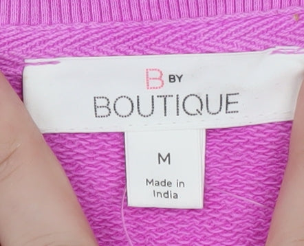 Boutique Women Pink V-Neck Cotton Relaxed Fit Jumper Size M
