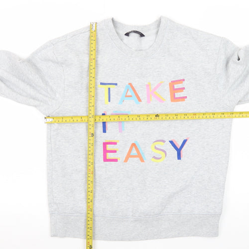 Marks and Spencer Women's Grey Size 12 Cotton Blend Pullover Sweatshirt