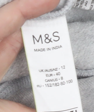 Marks and Spencer Women's Grey Size 12 Cotton Blend Pullover Sweatshirt