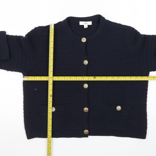 Marks and Spencer Women's Navy Blue Button Cardigan Medium Knit Jumper