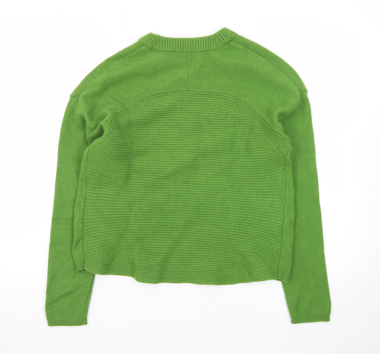Oui Women Green Wool Blend Crew Neck Pullover Jumper Size 10