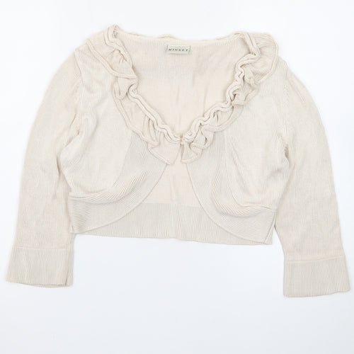Minuet Women’s Beige Ruffle Knit Cardigan Size 14