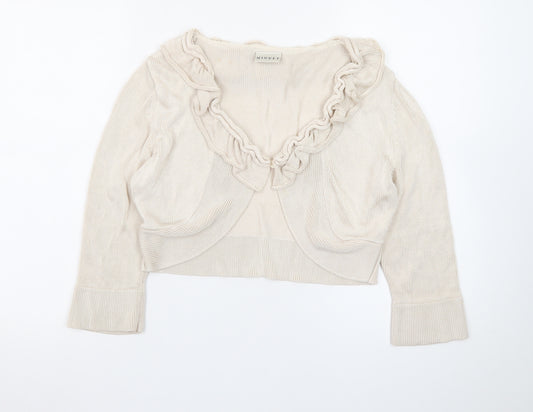 Minuet Women’s Beige Ruffle Knit Cardigan Size 14
