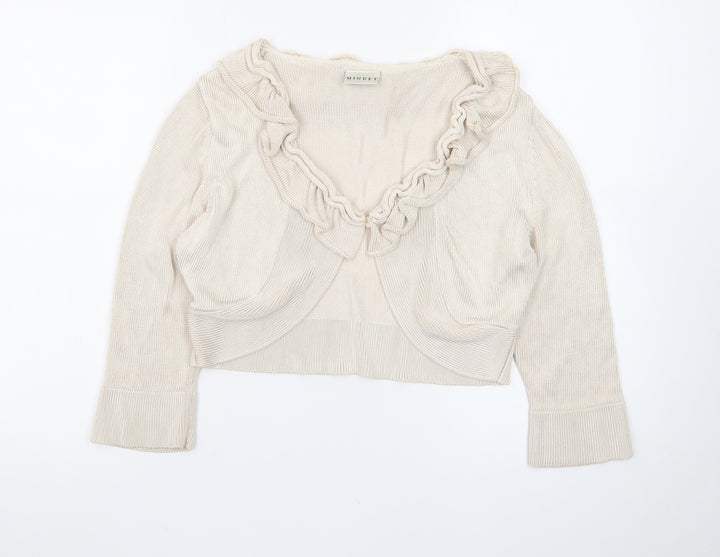 Minuet Women’s Beige Ruffle Knit Cardigan Size 14