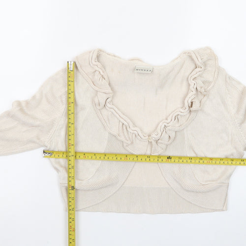 Minuet Women’s Beige Ruffle Knit Cardigan Size 14