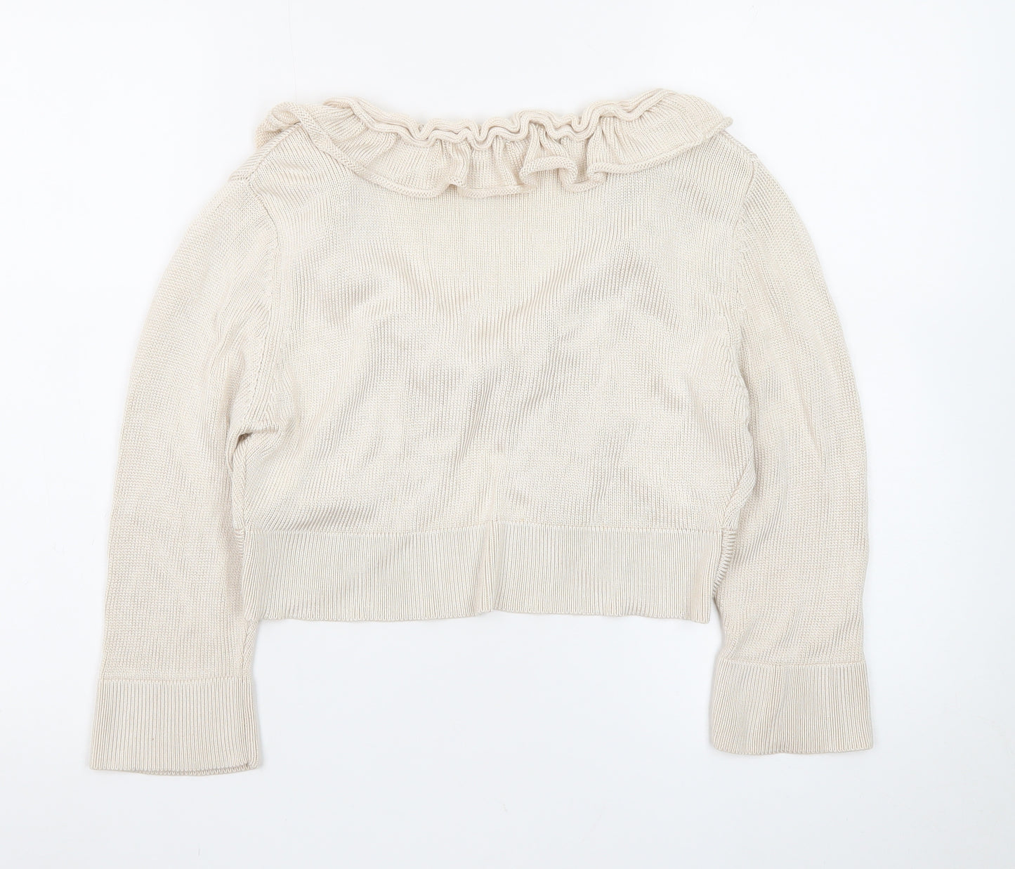 Minuet Women’s Beige Ruffle Knit Cardigan Size 14