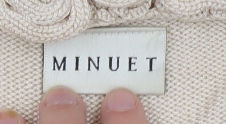 Minuet Women’s Beige Ruffle Knit Cardigan Size 14