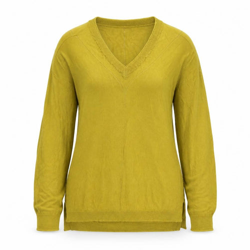 Next Womens Mustard V-Neck Jumper Size 12 Viscose Acrylic Knit