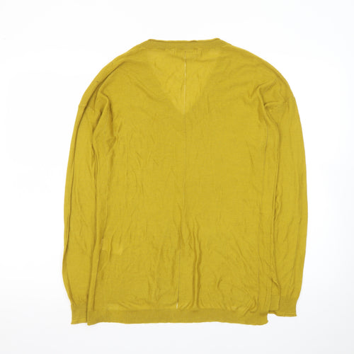 Next Womens Mustard V-Neck Jumper Size 12 Viscose Acrylic Knit