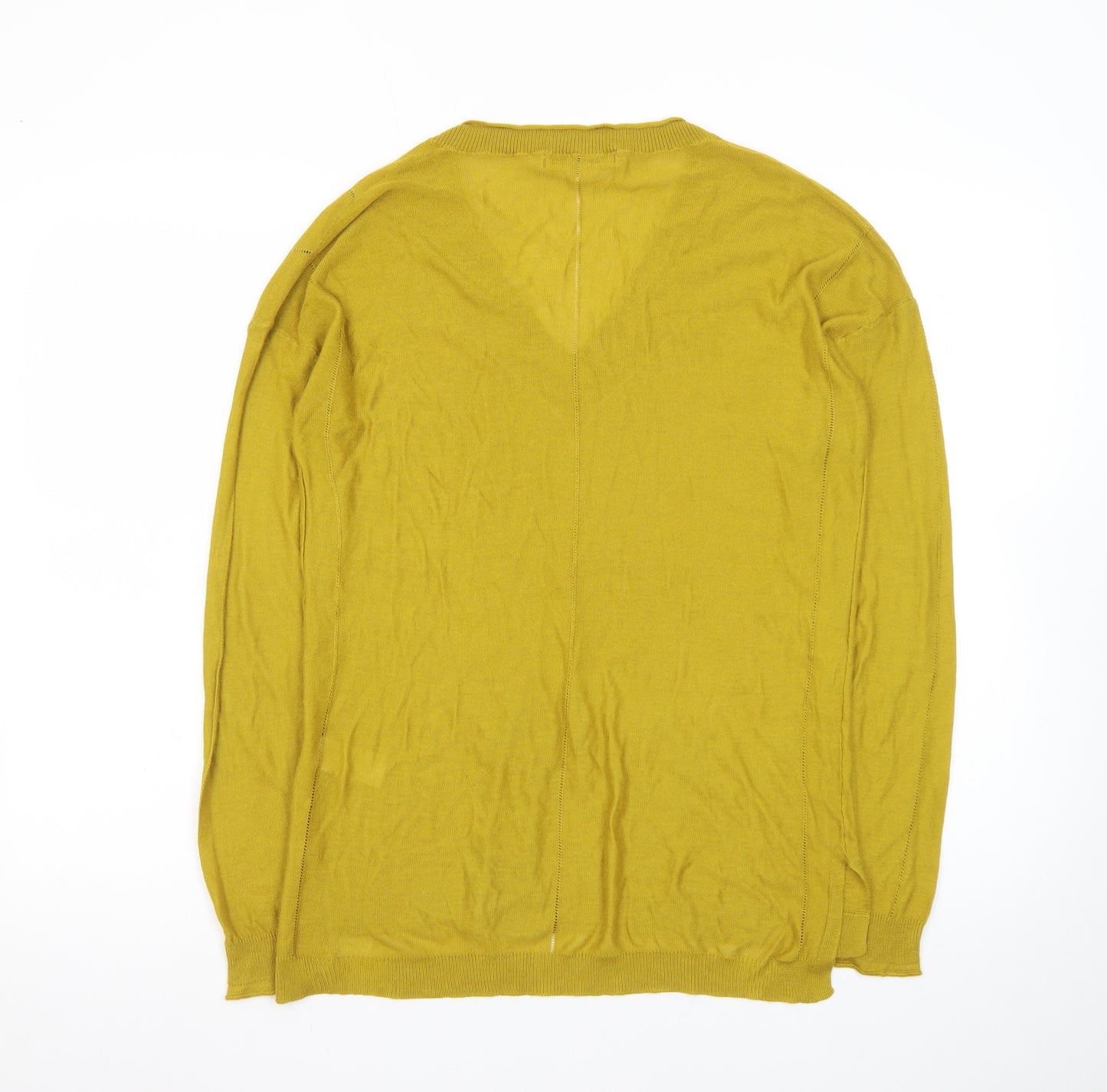 Next Womens Mustard V-Neck Jumper Size 12 Viscose Acrylic Knit