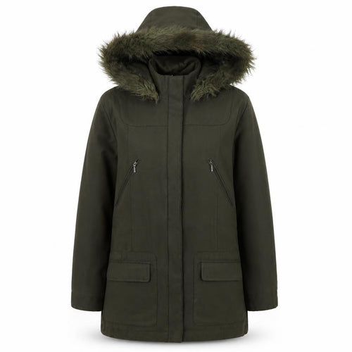 Marks and Spencer Women’s Green Faux Fur Hooded Parka Coat Size 14