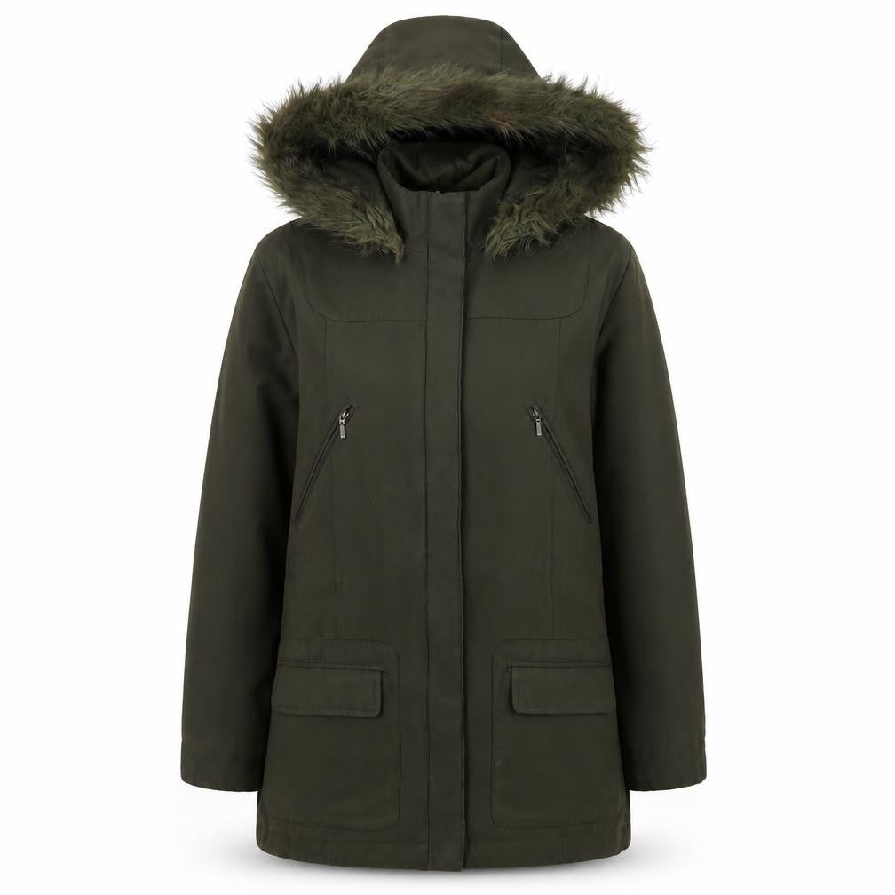 Marks and Spencer Women’s Green Faux Fur Hooded Parka Coat Size 14