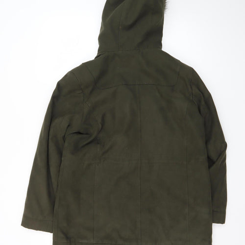 Marks and Spencer Women’s Green Faux Fur Hooded Parka Coat Size 14
