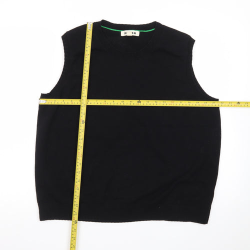 Boden Men Black XL Sleeveless Knit Vest Jumper Cotton Blend