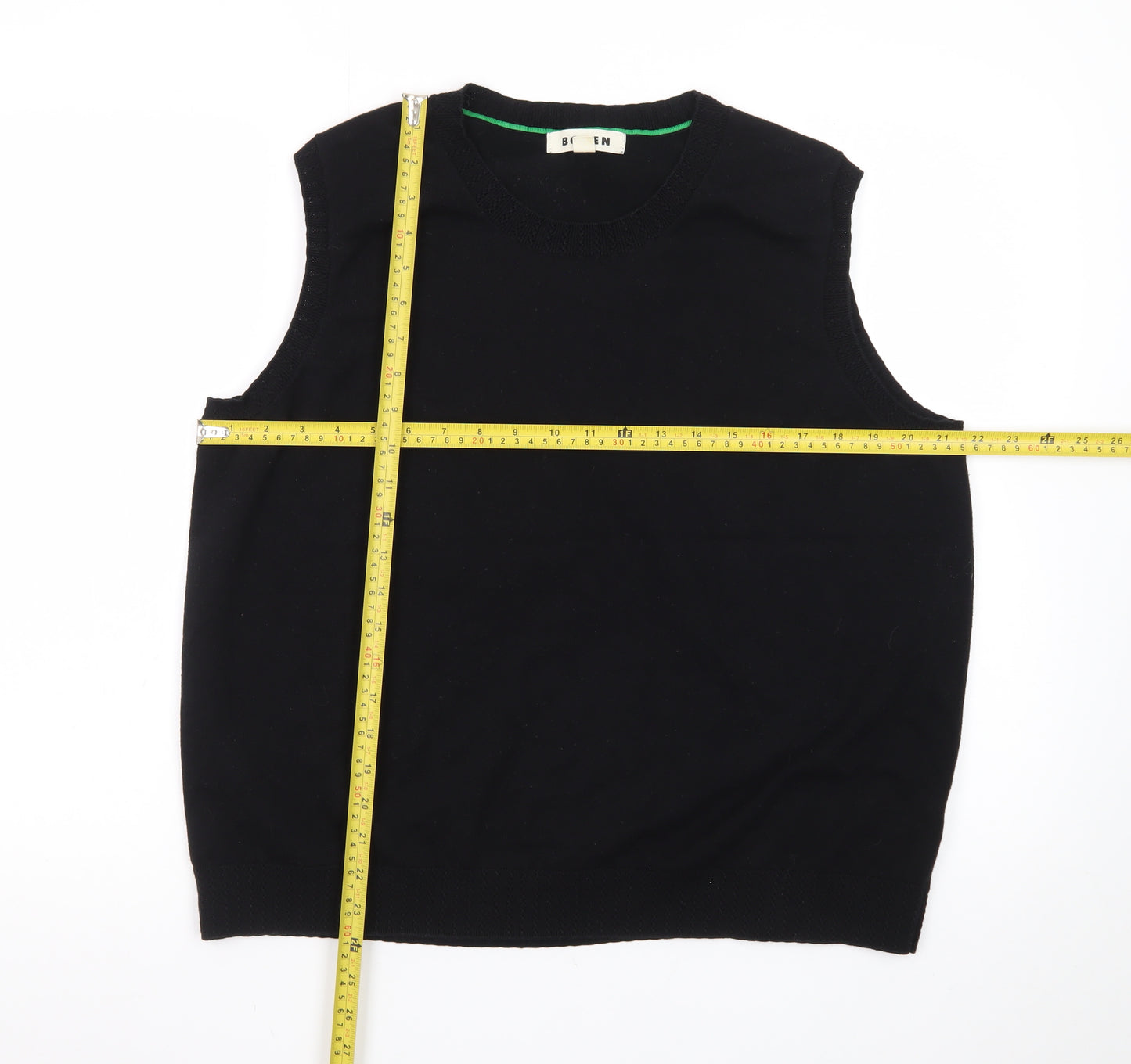 Boden Men Black XL Sleeveless Knit Vest Jumper Cotton Blend