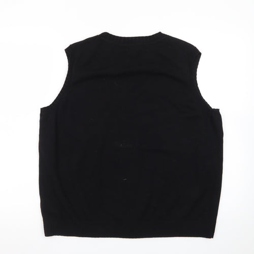 Boden Men Black XL Sleeveless Knit Vest Jumper Cotton Blend