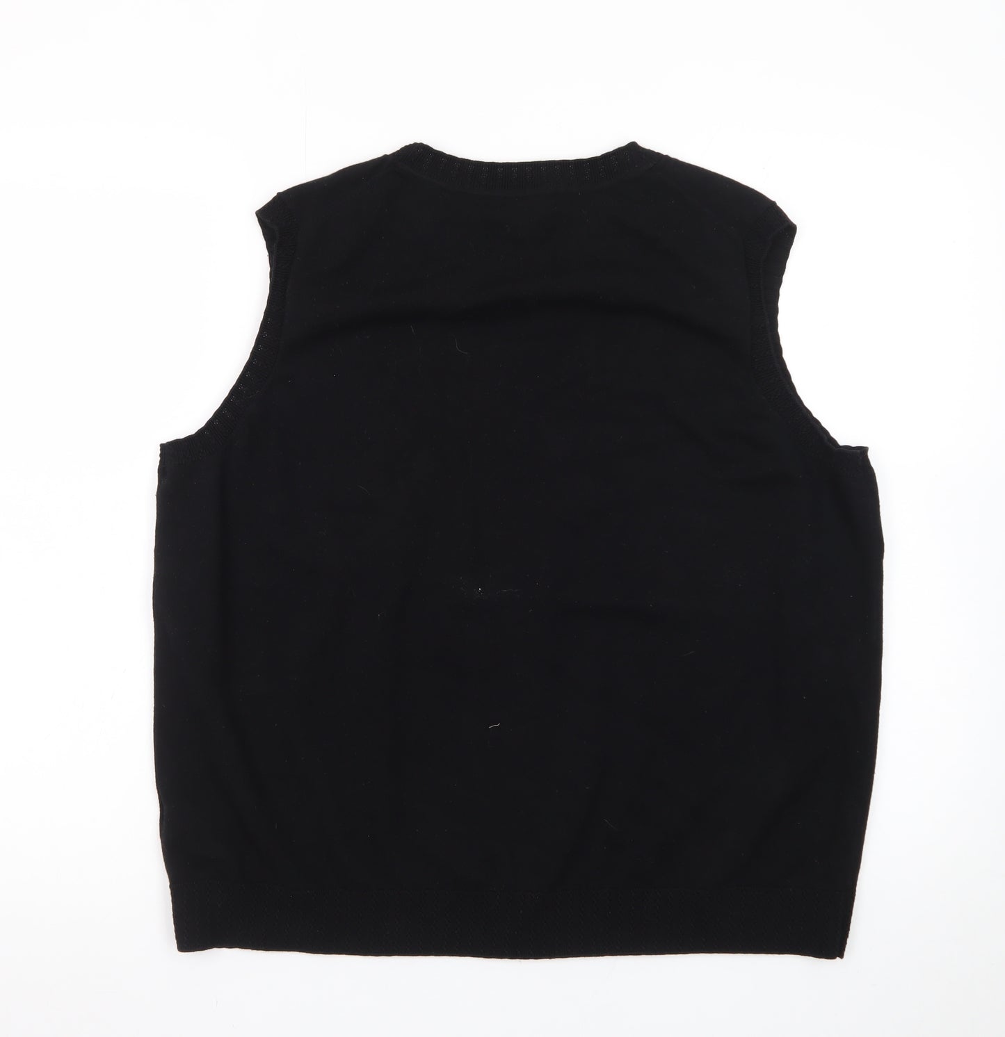 Boden Men Black XL Sleeveless Knit Vest Jumper Cotton Blend
