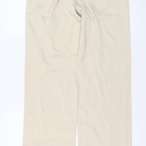 ZARA Women’s Beige XS Chino Trousers Elastic Waist Straight Leg