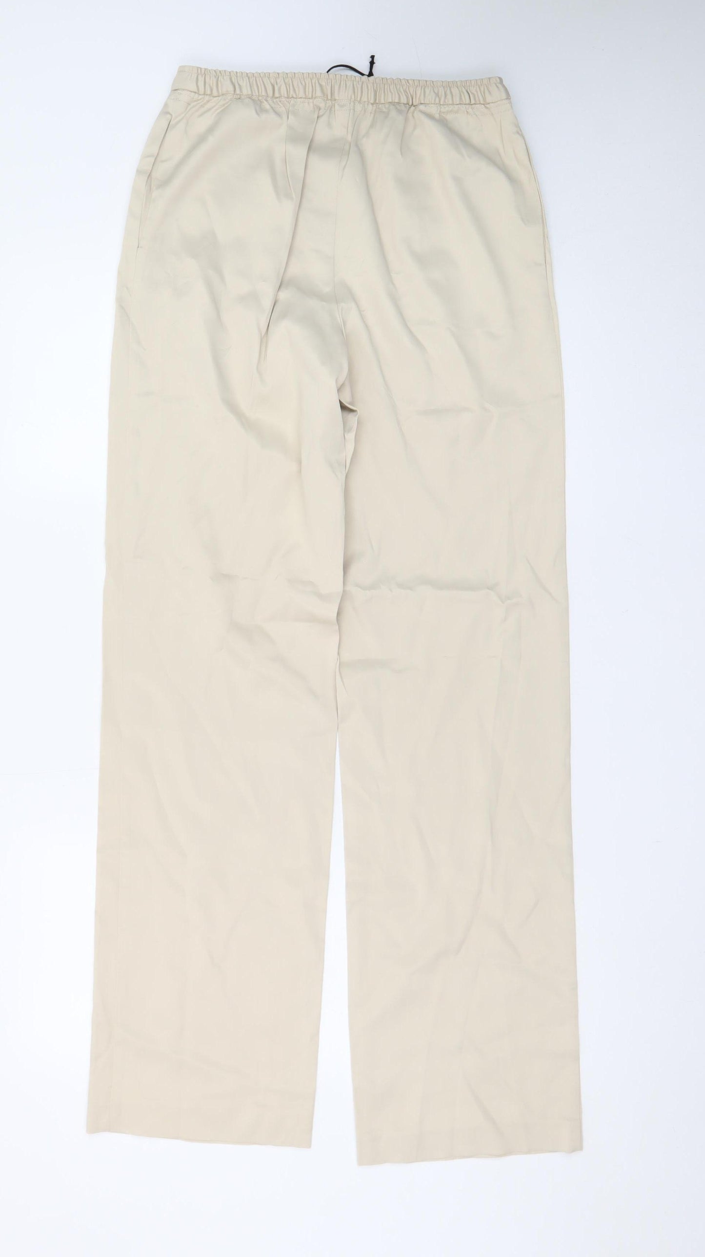 ZARA Women’s Beige XS Chino Trousers Elastic Waist Straight Leg